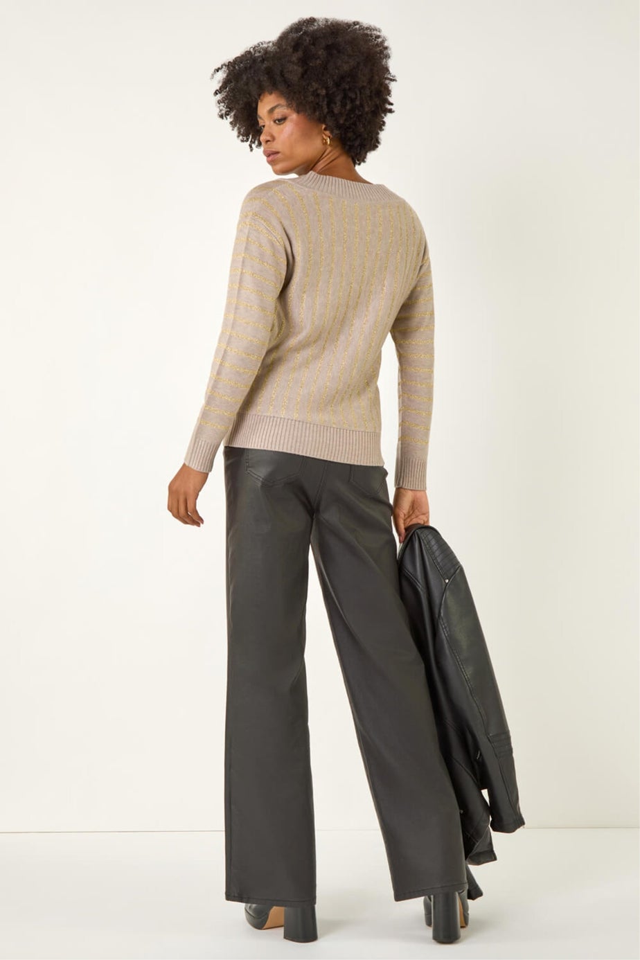 Roman Stone Metallic Stripe Knit Jumper