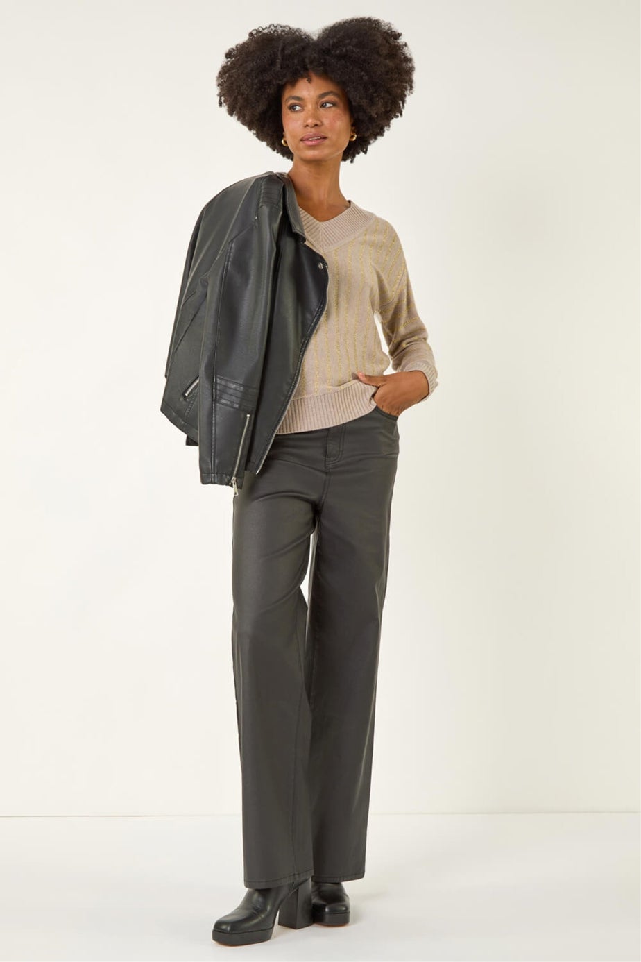 Roman Stone Metallic Stripe Knit Jumper