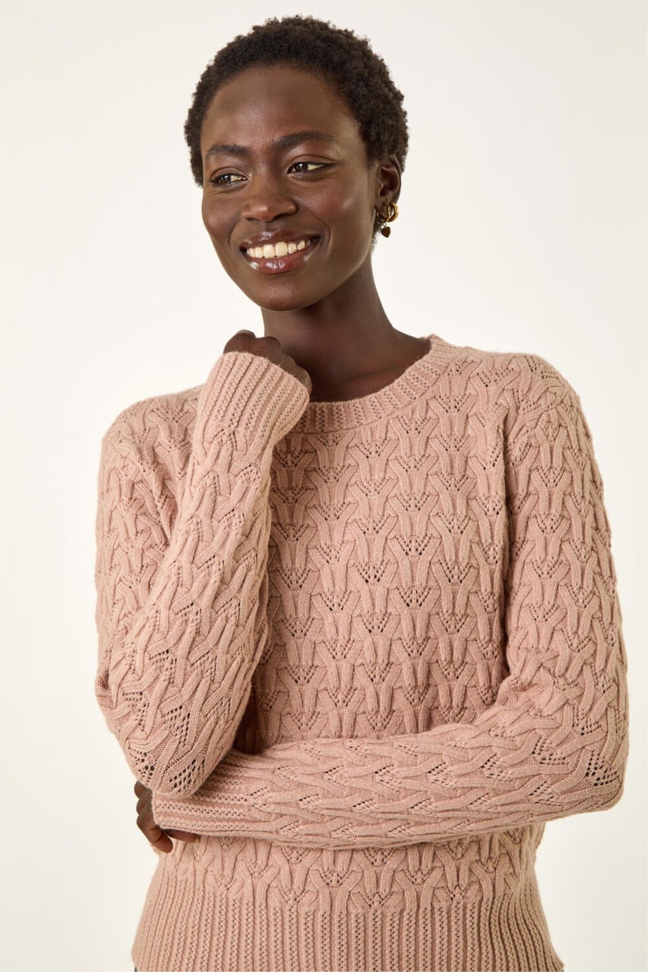 Roman Neutral Cable Knit Crew Jumper