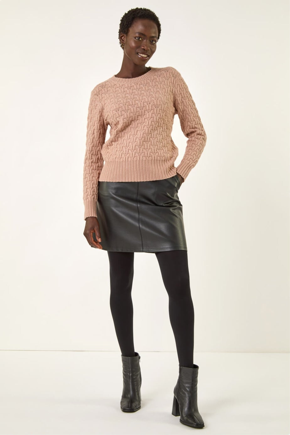 Roman Neutral Cable Knit Crew Jumper