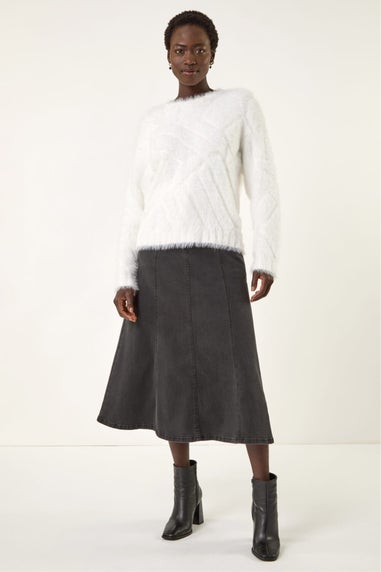 Roman Ivory Fluffy Stripe Knit Jumper