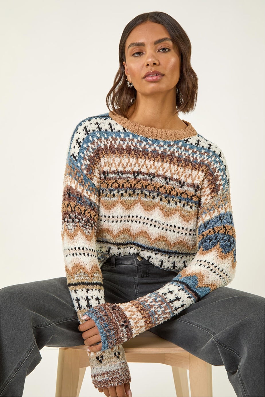 Roman Biscuit Jacquard Soft Knit Jumper