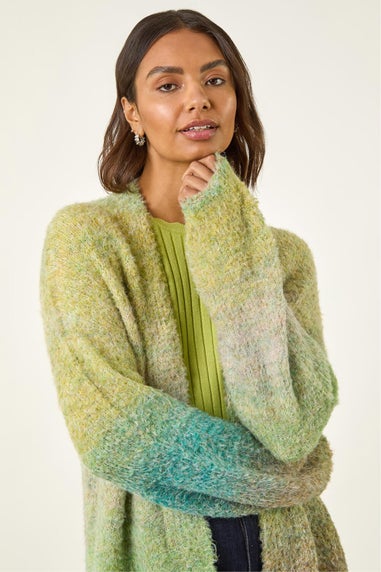 Roman Green Ombre Longline Knit Cardigan