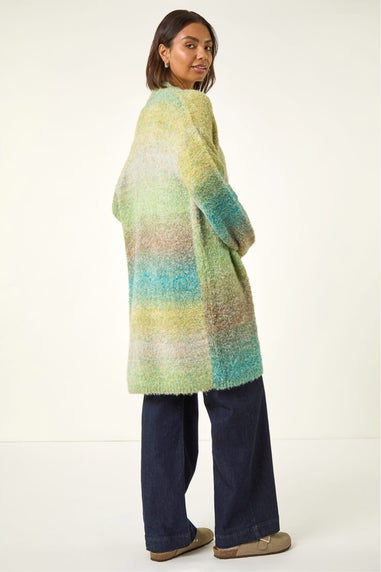Roman Green Ombre Longline Knit Cardigan
