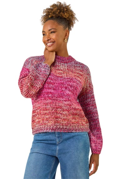 Roman Pink Metallic Ombre Knit Jumper