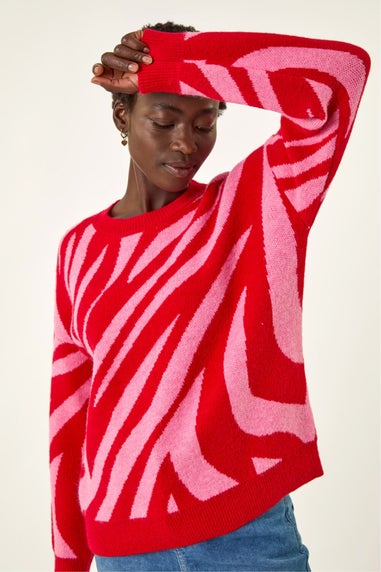 Roman Red Colour Block Knit Jumper