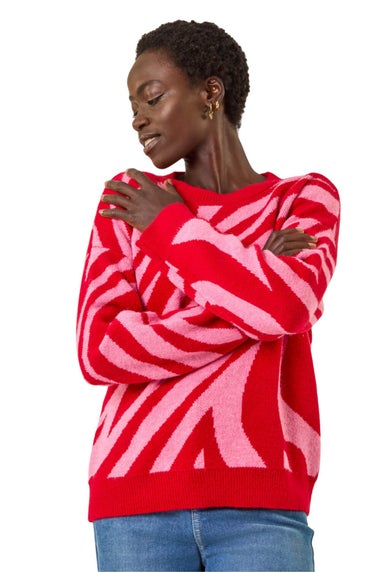 Roman Red Colour Block Knit Jumper