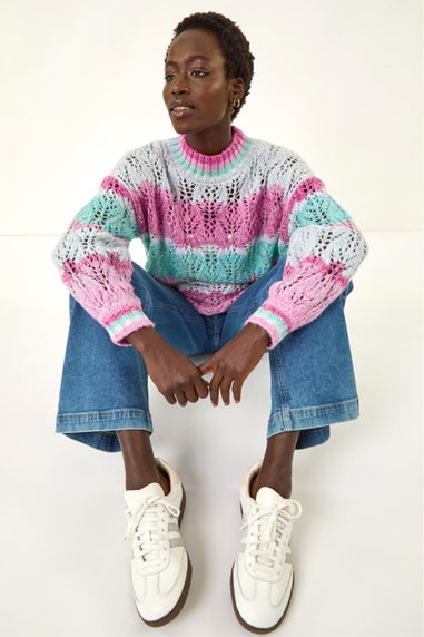 Roman Pink Ombre Stripe Knit Jumper