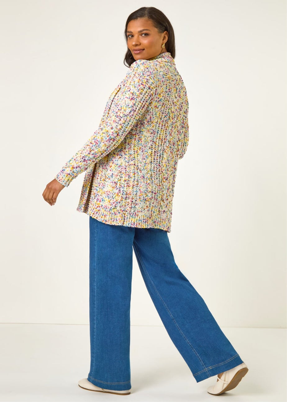 Roman Ivory Soft Knit Nep Longline Cardigan