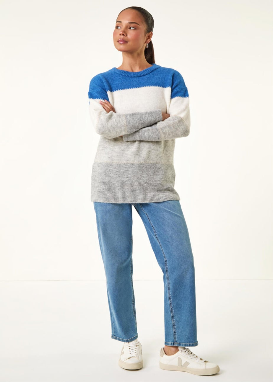 Roman Grey Petite Stripe Knitted Jumper