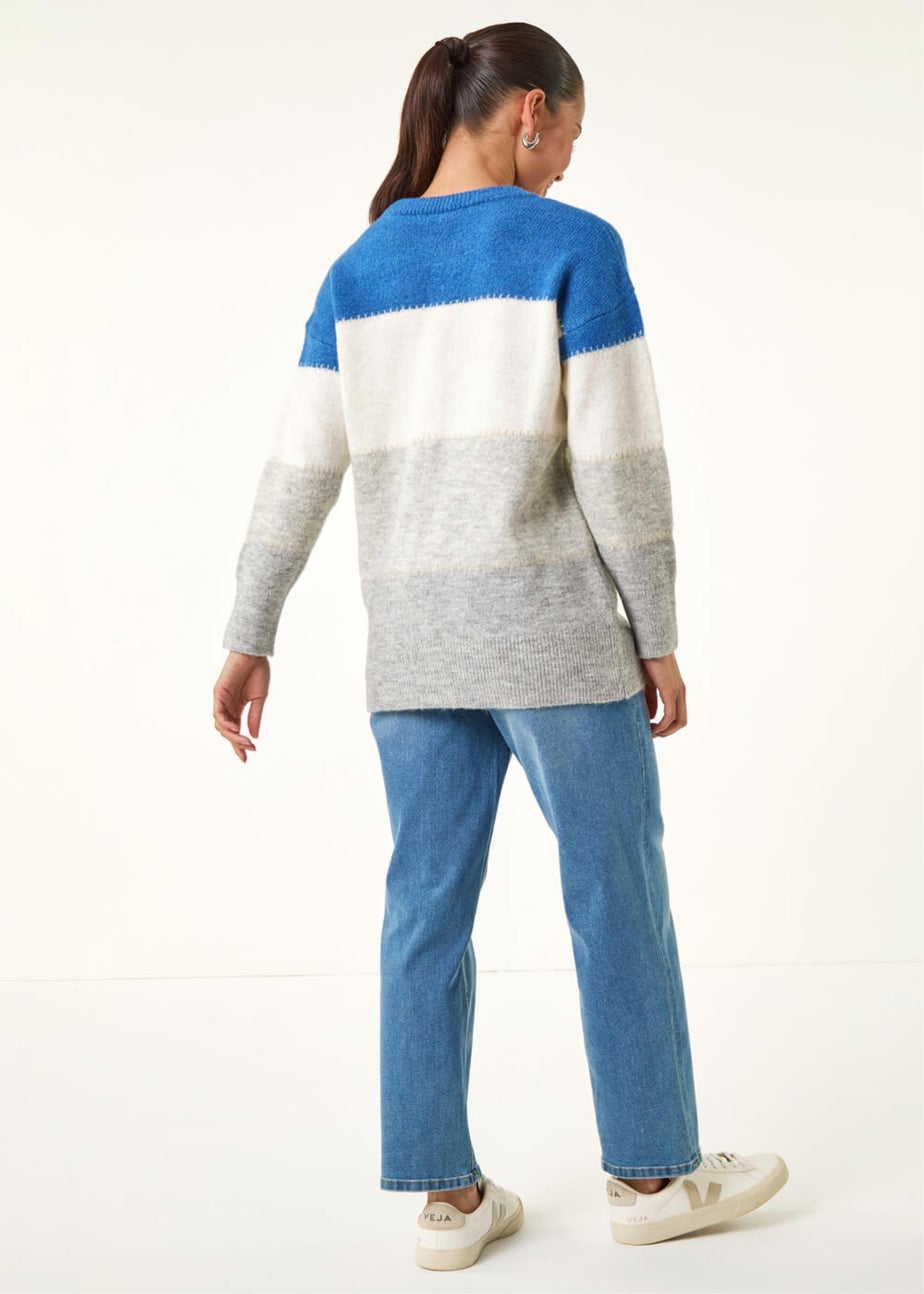 Roman Grey Petite Stripe Knitted Jumper
