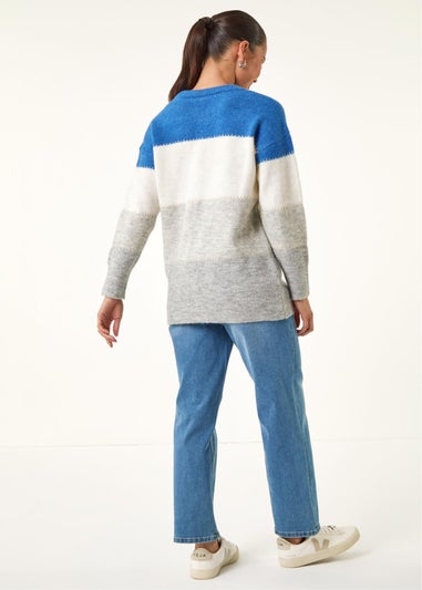 Roman Grey Petite Stripe Knitted Jumper