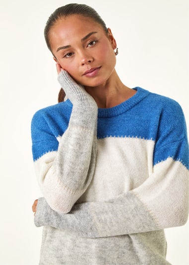 Roman Grey Petite Stripe Knitted Jumper