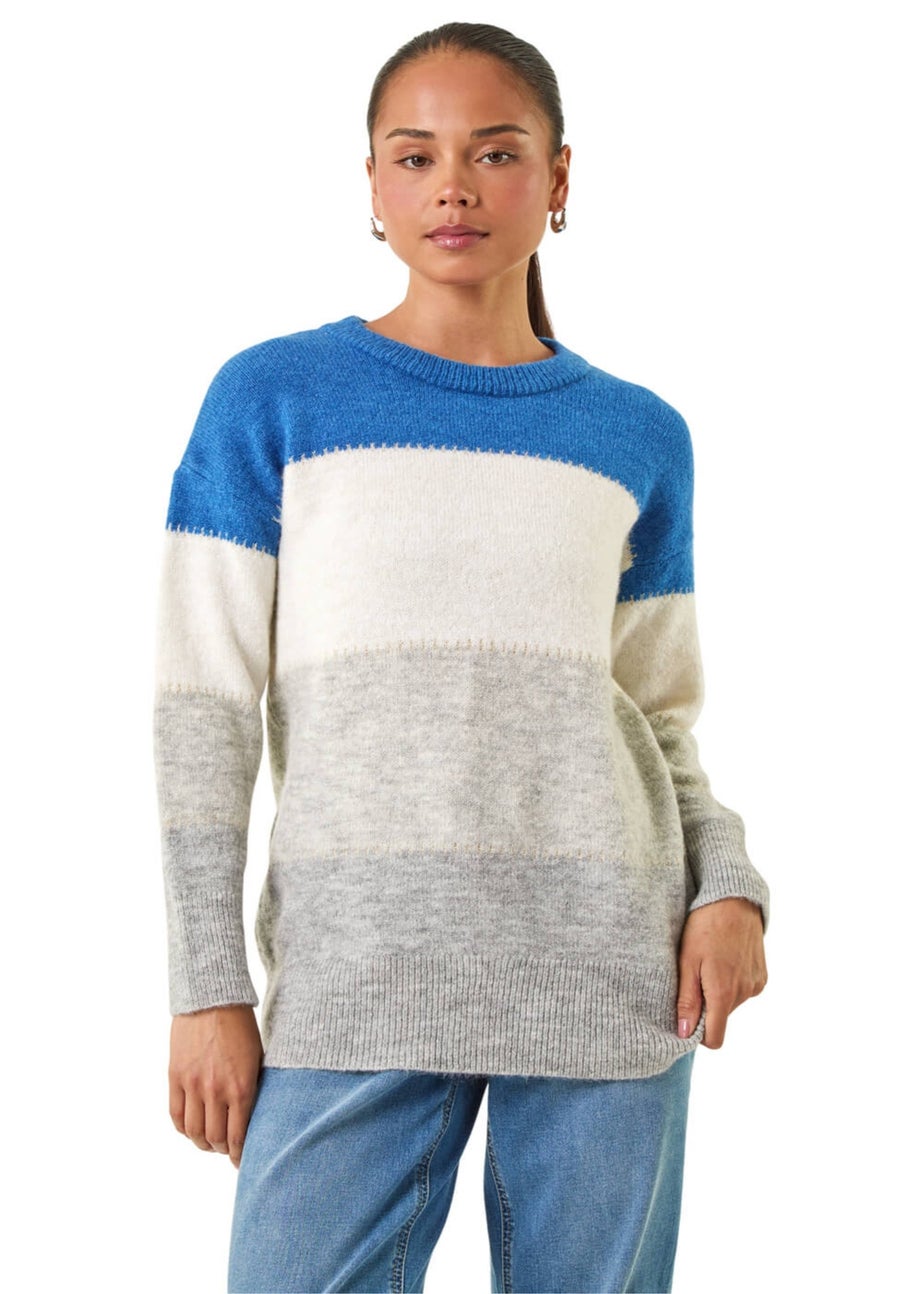 Roman Grey Petite Stripe Knitted Jumper
