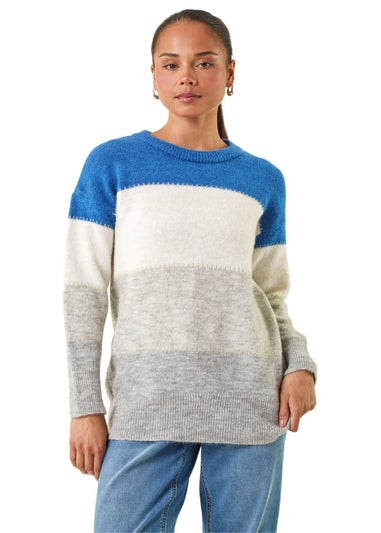 Roman Grey Petite Stripe Knitted Jumper