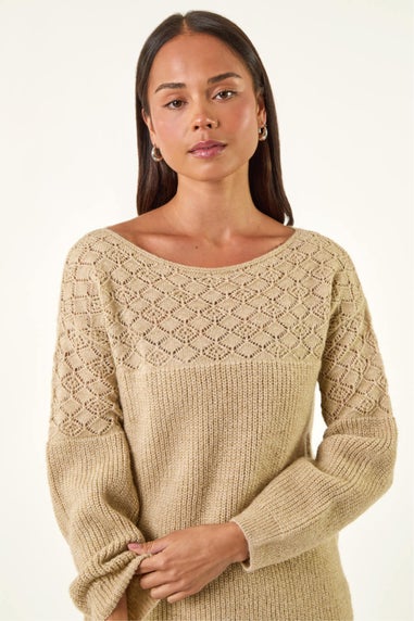 Roman Stone Petite Metallic Contrast Knit Jumper