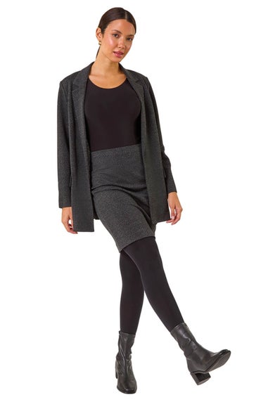 Roman Charcoal Smart Textured Stretch Skirt