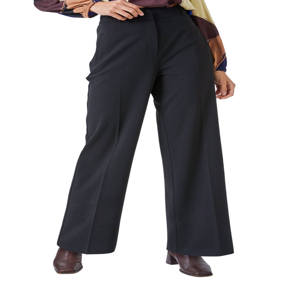 Roman Black Wide Leg Stretch Trousers