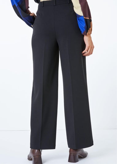 Roman Black Wide Leg Stretch Trousers
