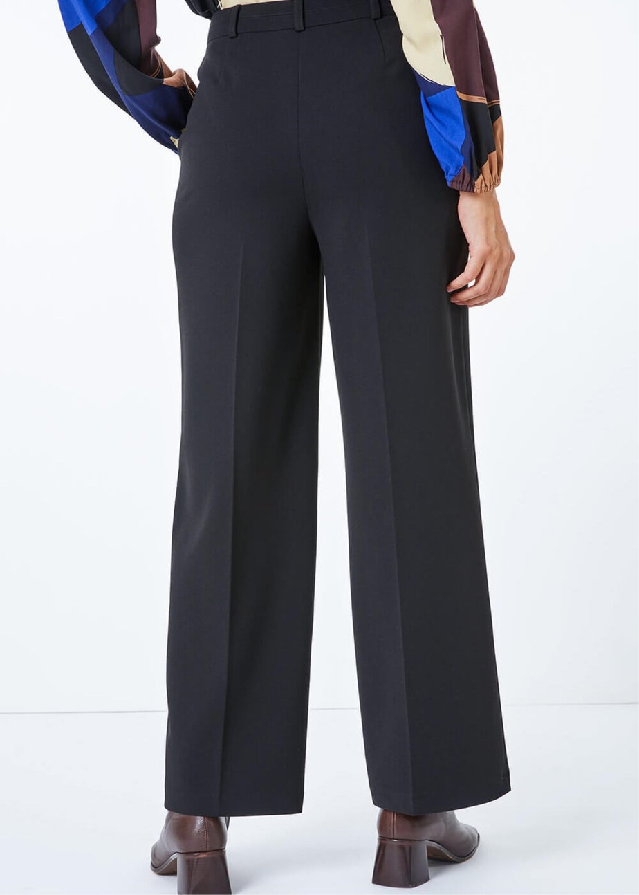 Roman Black Wide Leg Stretch Trousers