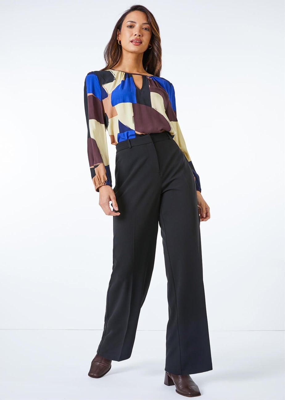 Roman Black Wide Leg Stretch Trousers