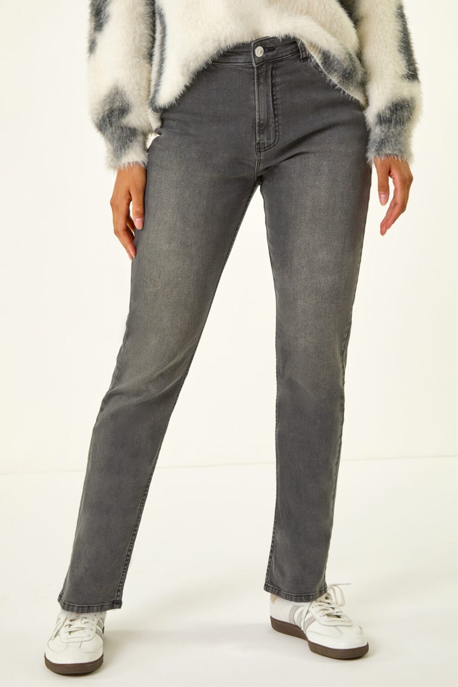 Roman Charcoal Slim Leg Stretch Mom Jeans