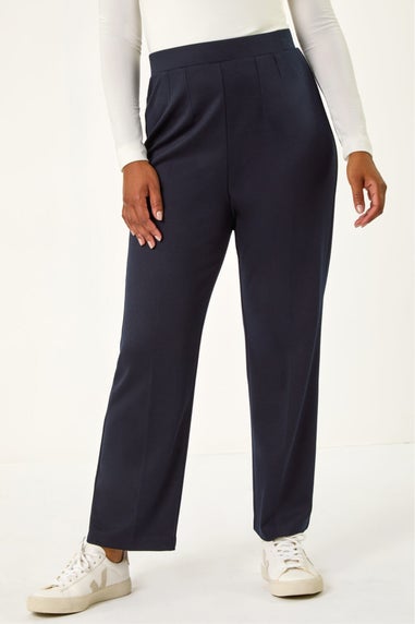 Roman Navy Petite Straight Leg Ponte Stretch Trouser