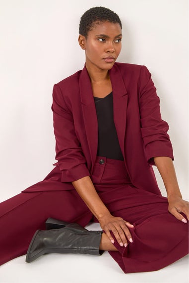 Roman Wine Wide Leg Relaxed Fit Trousers