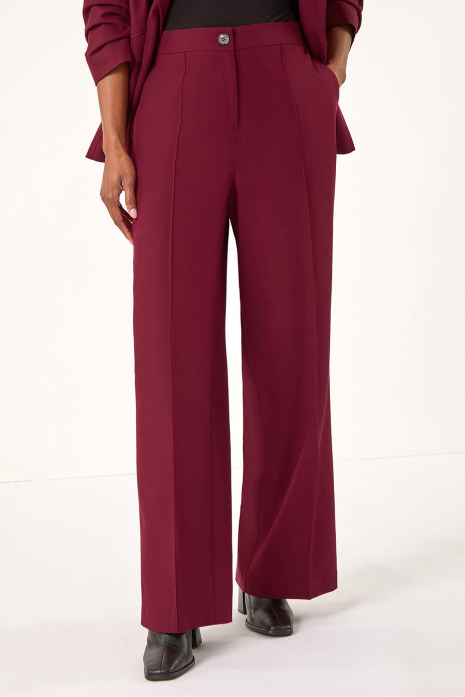 Roman Wine Wide Leg Relaxed Fit Trousers
