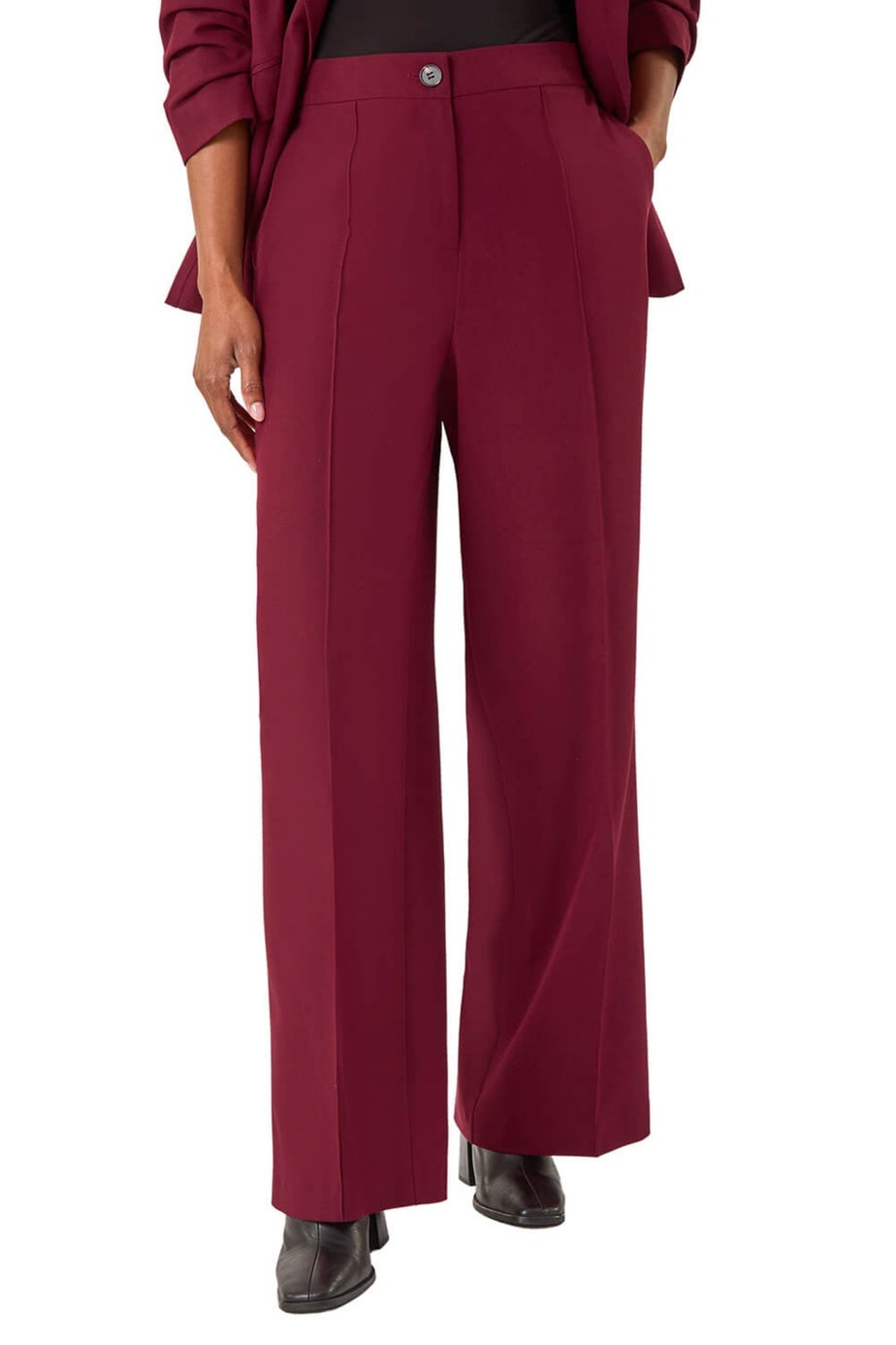 Roman Wine Wide Leg Relaxed Fit Trousers