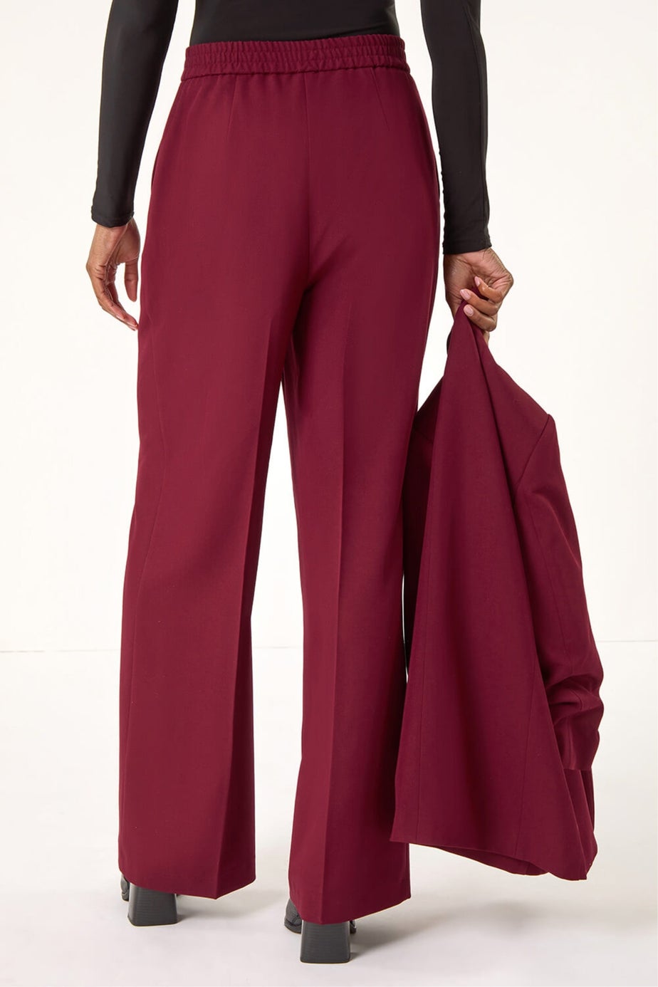 Roman Wine Wide Leg Relaxed Fit Trousers