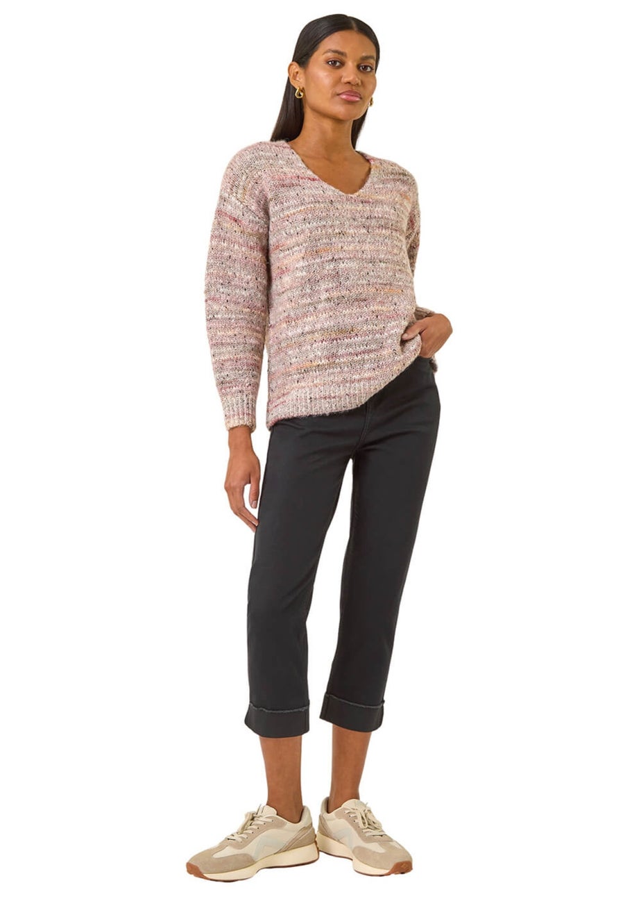 Roman Black Slim Leg Turn Up Stretch Jeans