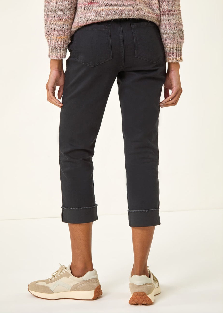 Roman Black Slim Leg Turn Up Stretch Jeans