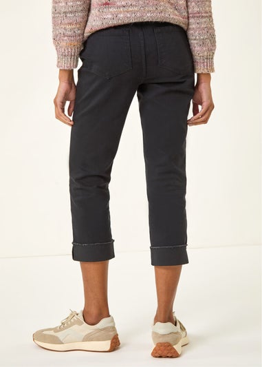 Roman Black Slim Leg Turn Up Stretch Jeans