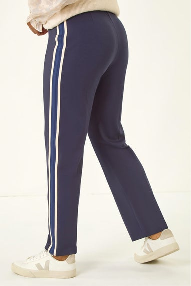 Roman Navy Petite Side Stripe Ponte Trouser