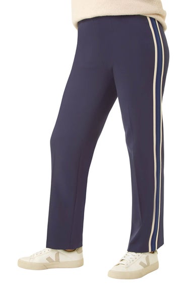 Roman Navy Petite Side Stripe Ponte Trouser