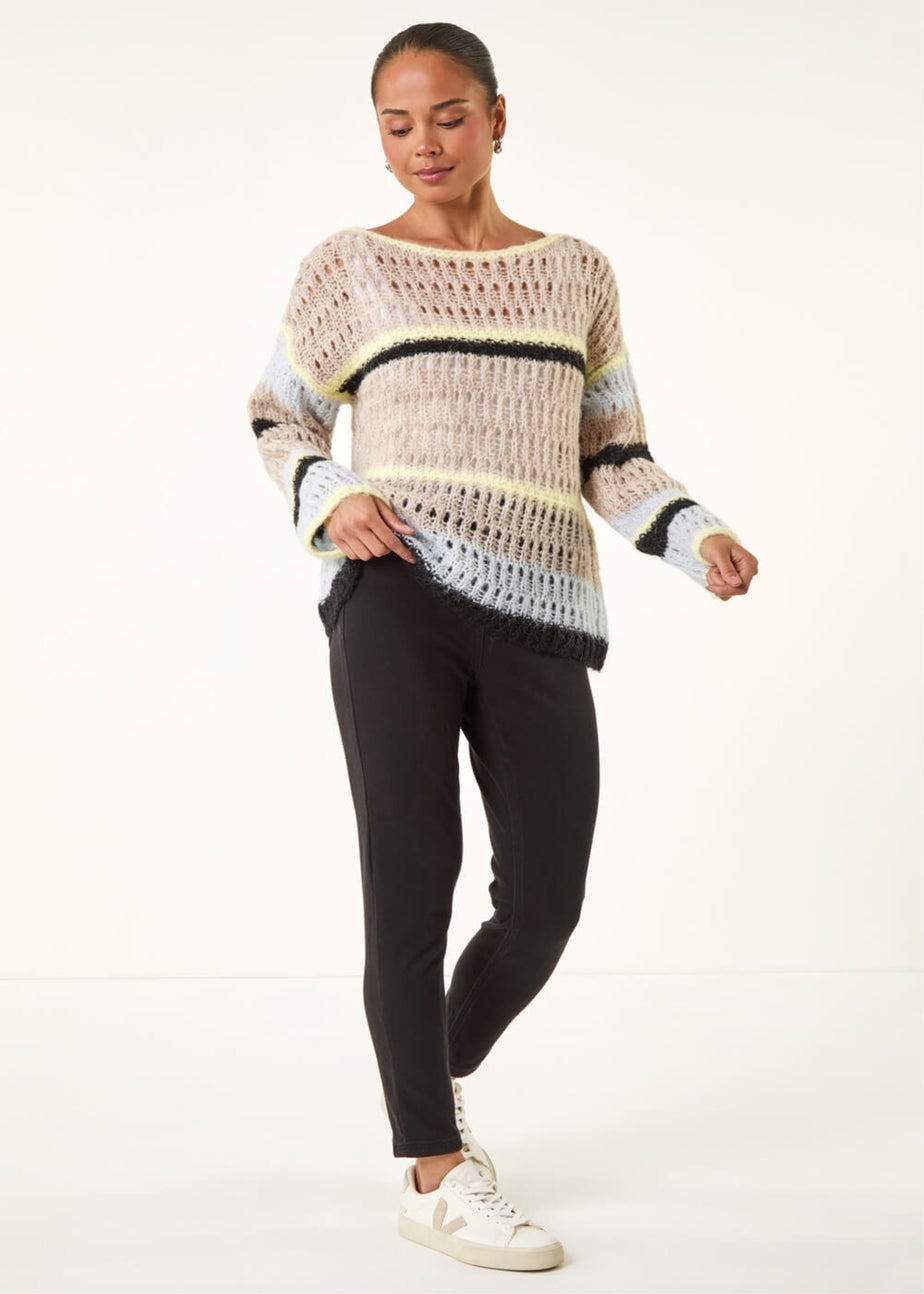 Roman Stone Petite Stripe Open Knitted Jumper