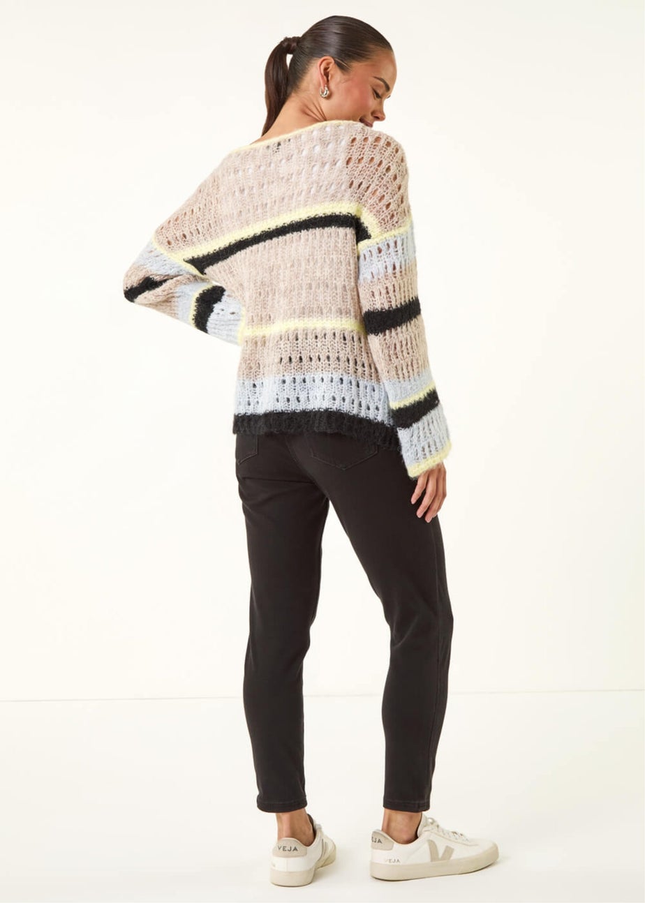 Roman Stone Petite Stripe Open Knitted Jumper
