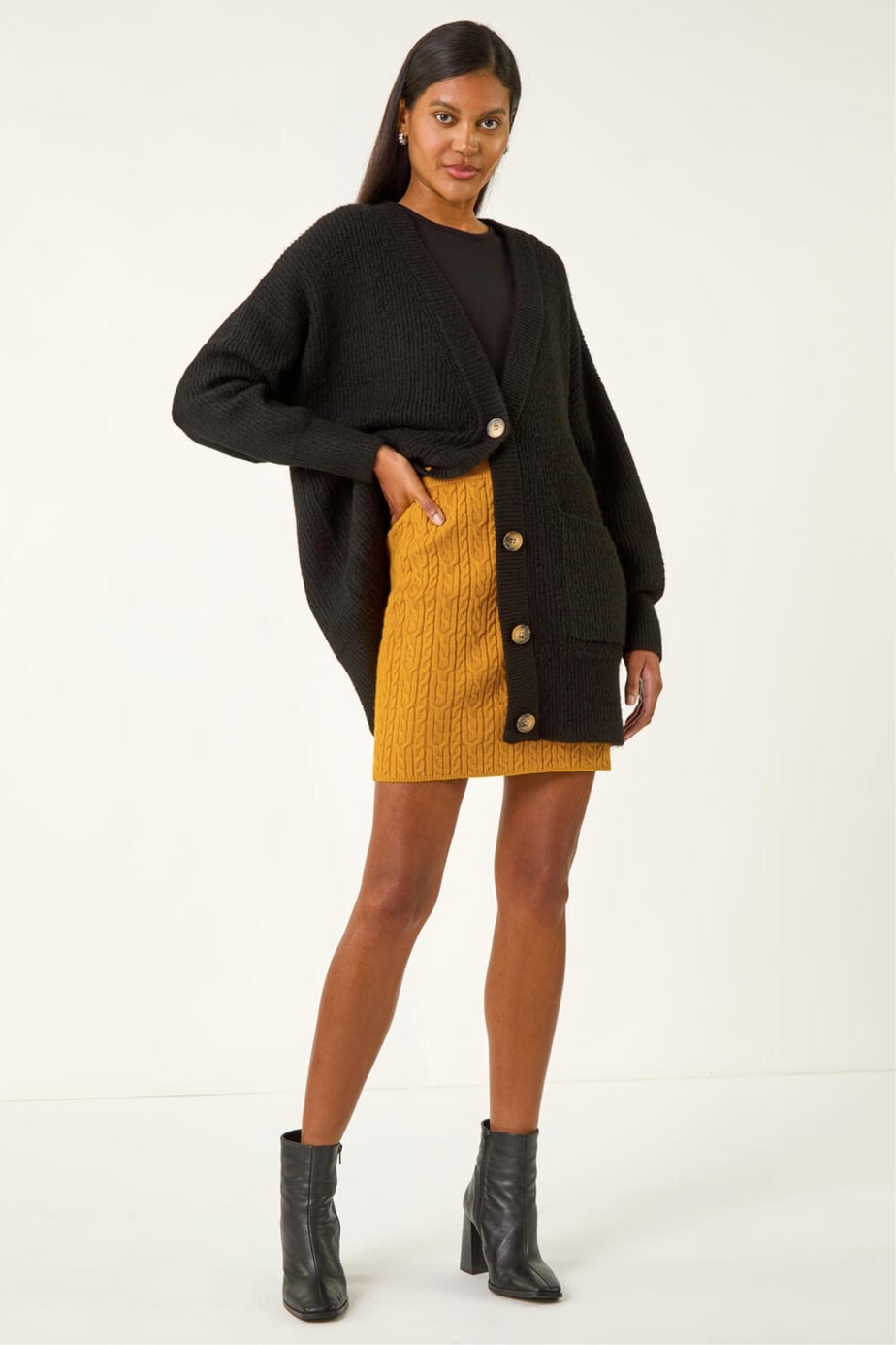 Roman Amber Cable Knitted Elastic Waist Skirt