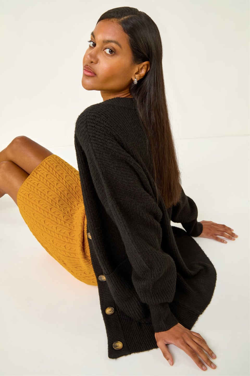 Roman Amber Cable Knitted Elastic Waist Skirt