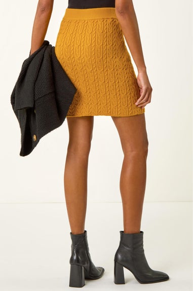 Roman Amber Cable Knitted Elastic Waist Skirt