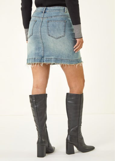 Dusk Blue Denim Pocket Mini Stretch Skirt