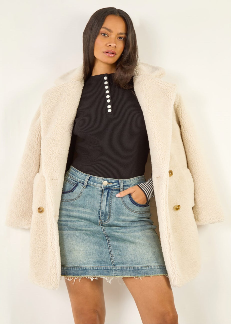 Dusk Blue Denim Pocket Mini Stretch Skirt