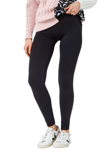 Roman Black Fleece Lined Leggings