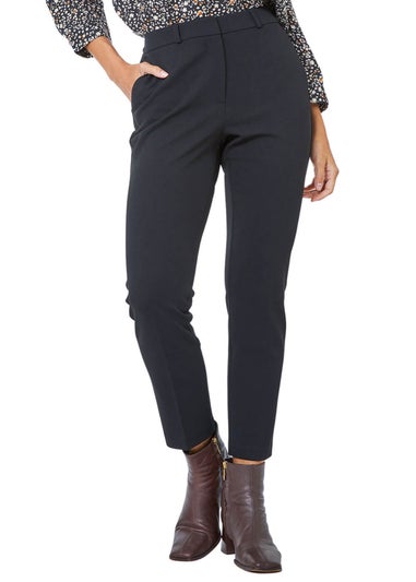 Roman Black Long Tapered Leg Stretch Trousers