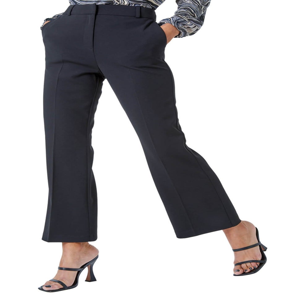 Roman Black Long Bootcut Stretch Trousers