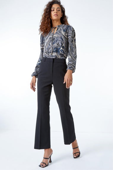 Roman Black Long Bootcut Stretch Trousers