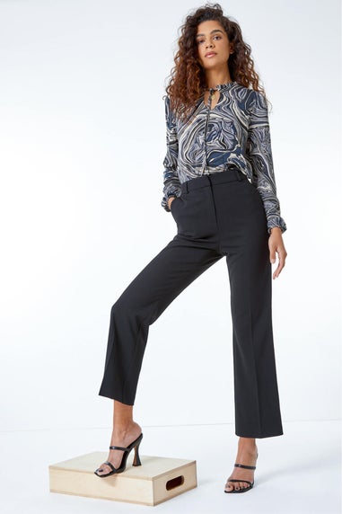 Roman Black Long Bootcut Stretch Trousers