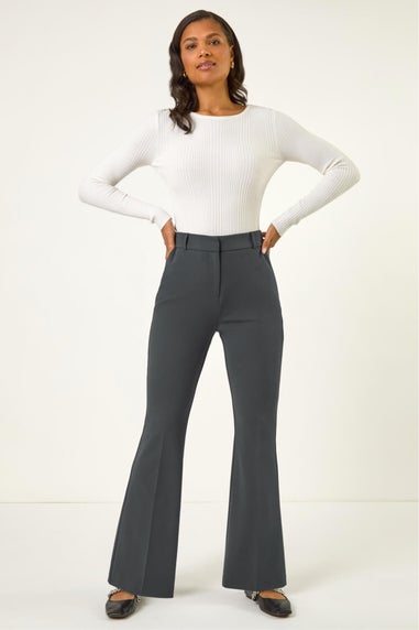 Roman Dark Grey Long Bootcut Stretch Trousers