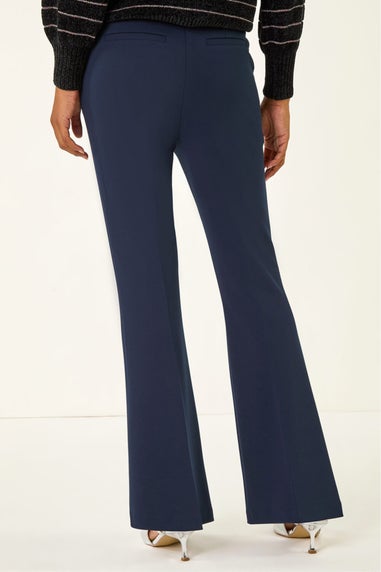 Roman Navy Long Bootcut Stretch Trousers